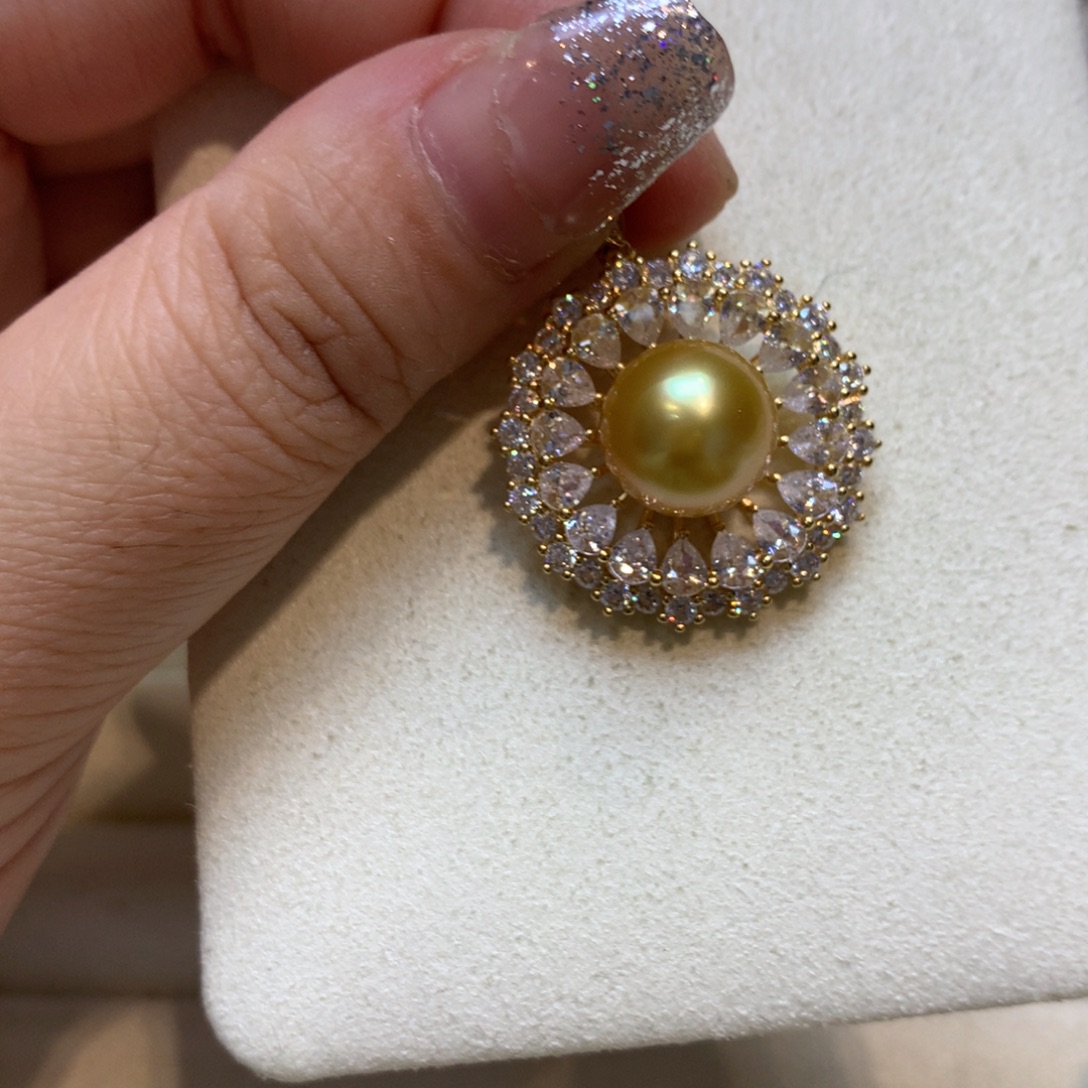 海水珍珠银S925镶嵌颈饰