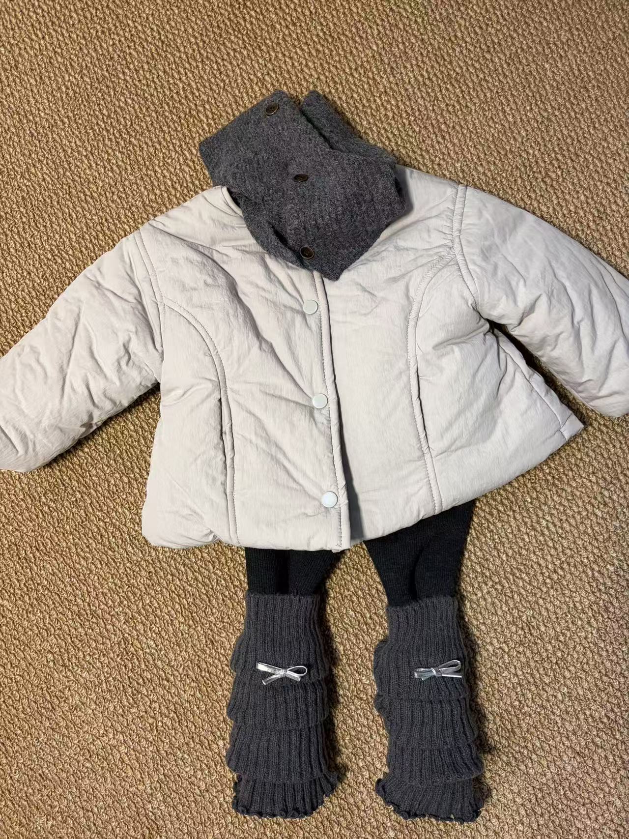 防风短款加厚款厚款女韩版极简风棉服保暖百搭儿童时尚纯色冬季