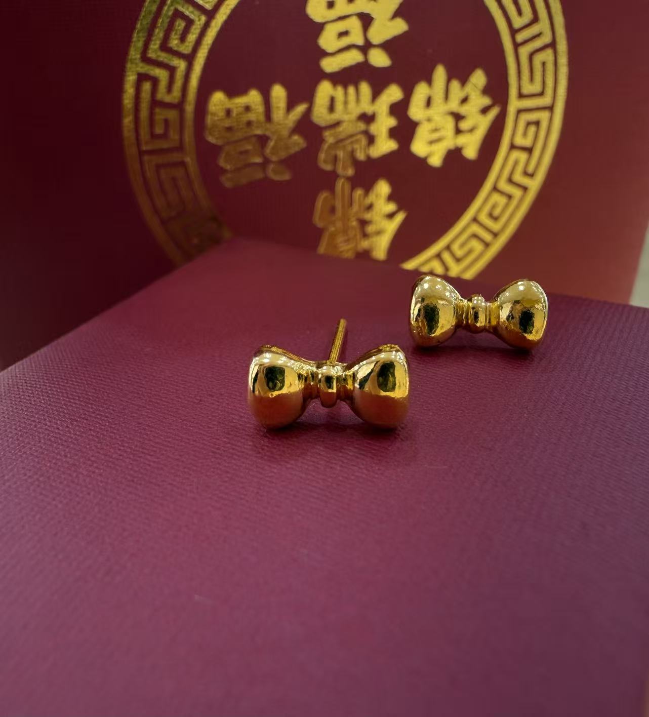 足银耳饰  足银耳钉【5D空心立体蝴蝶结耳钉】经典款女款时尚