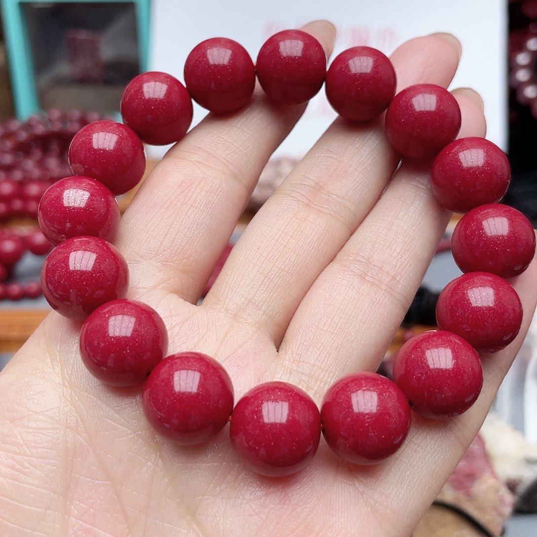 含辰砂工艺品未**期卡14红晶砂手串