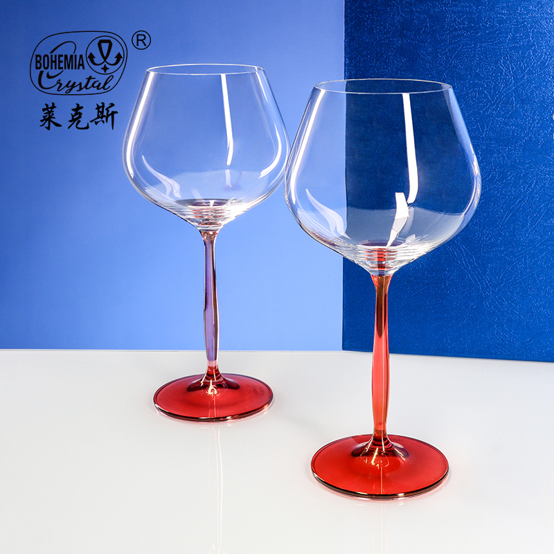 莱克斯捷克原装进口大肚杯家用手工高档粉杆红酒杯礼盒装高脚杯