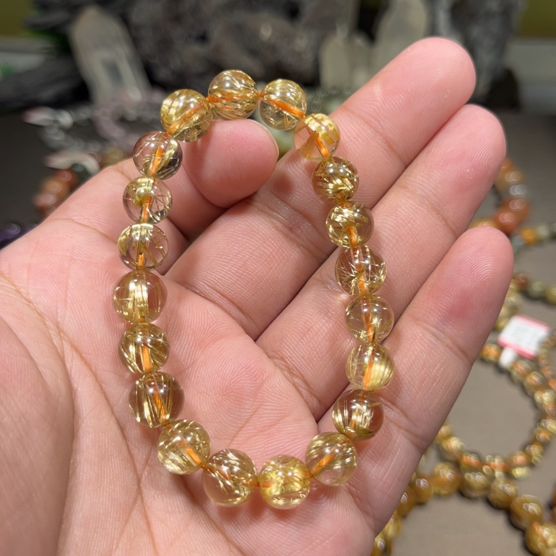 水晶手串未镶嵌钛晶金发晶