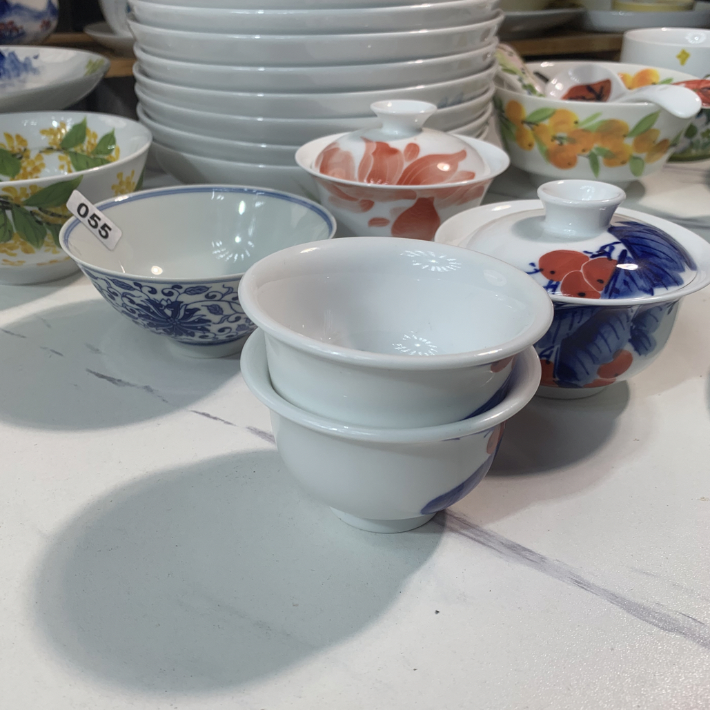 景德镇纯手工手绘釉下8寸双耳汤碗