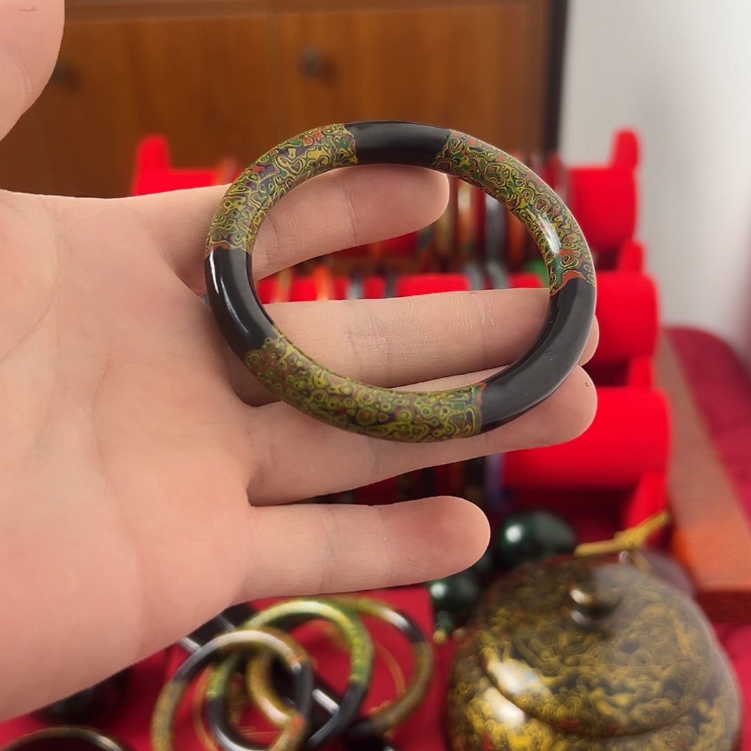 非金属树脂大漆工艺手镯手工制作