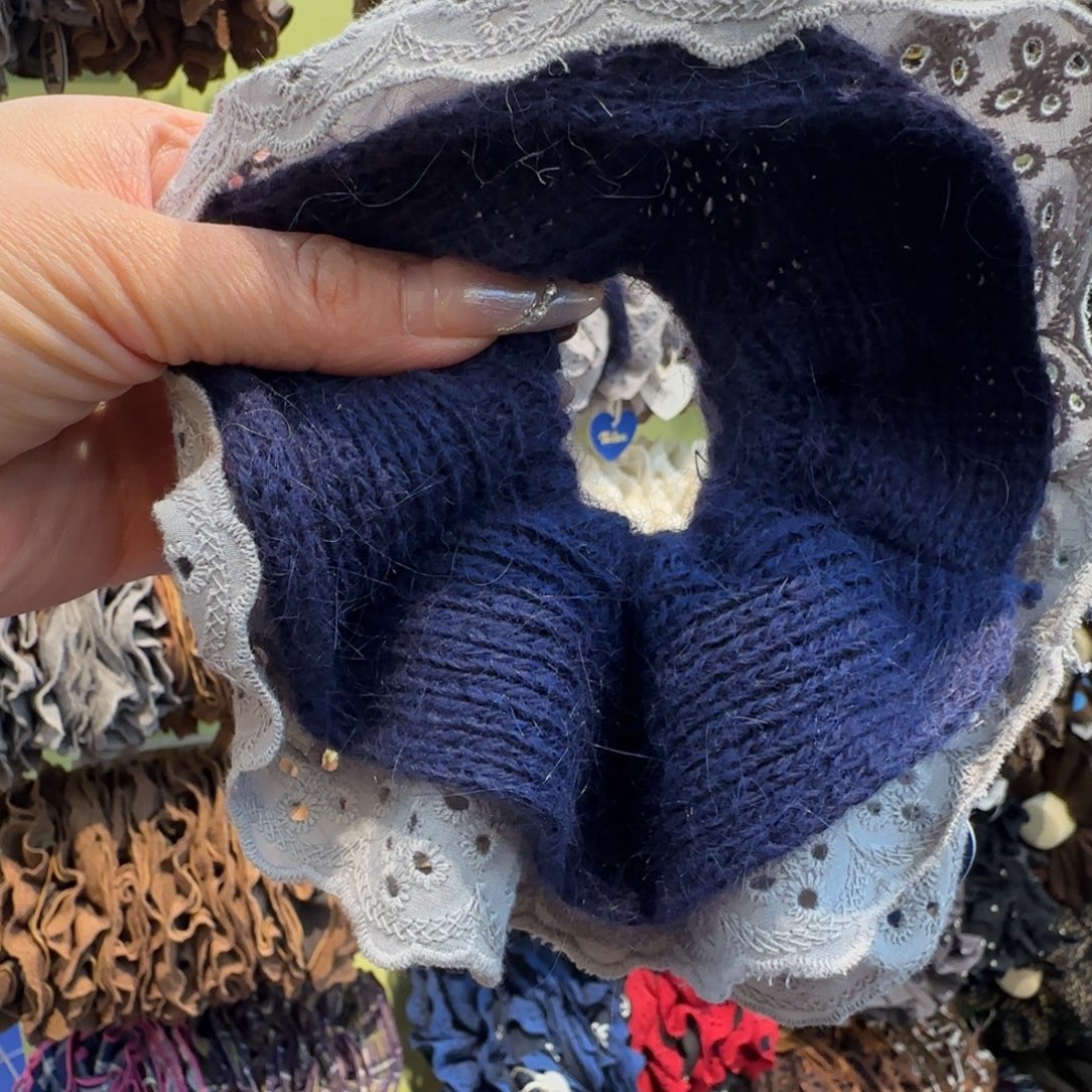 布艺铁合金蓝色蛮腰发圈