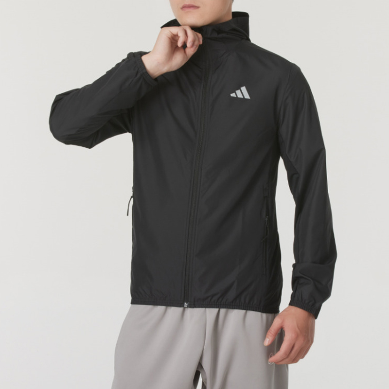 adidas/阿迪达斯秋季新款男士运动风衣连帽外套休闲夹克防风