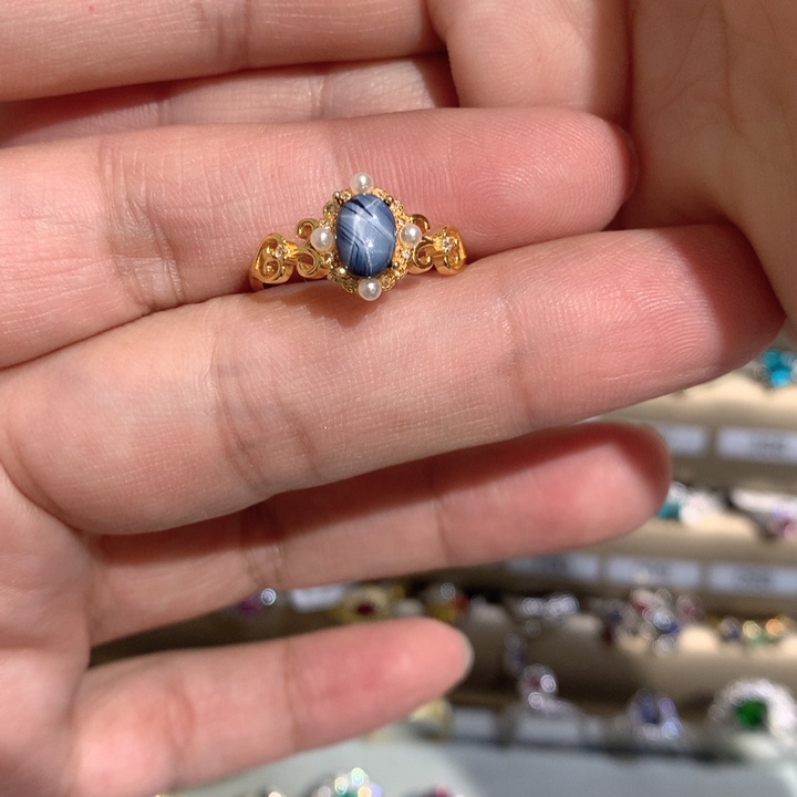 银S925镶嵌蓝宝石戒指