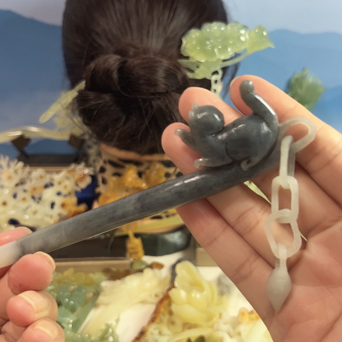 蛇纹石玉合金发饰