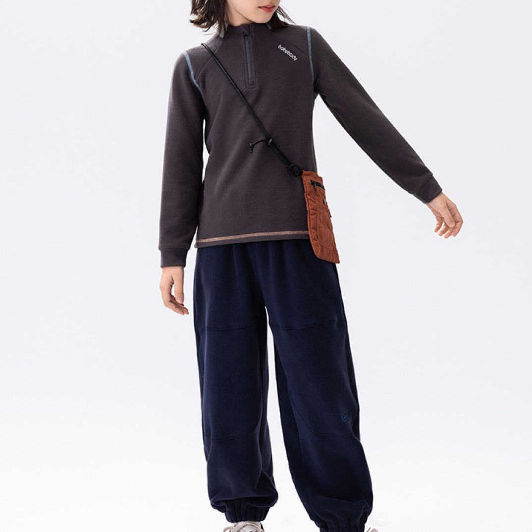 新款秋冬休闲百搭加绒撞色卫衣打底上衣