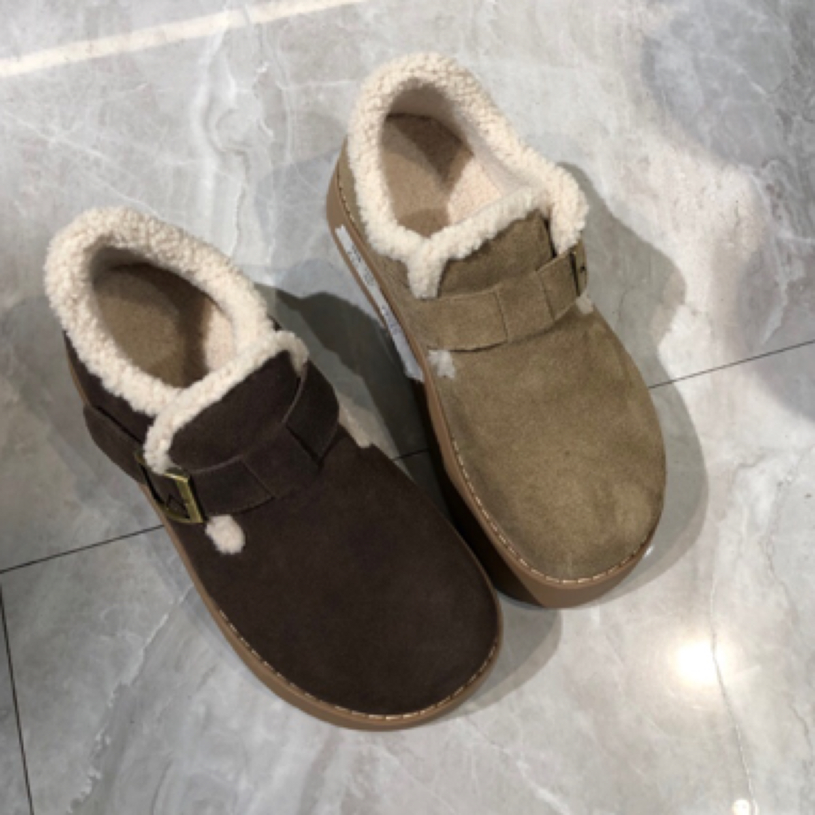 银基二姐～推荐厚底加毛舒适保暖博肯鞋5376