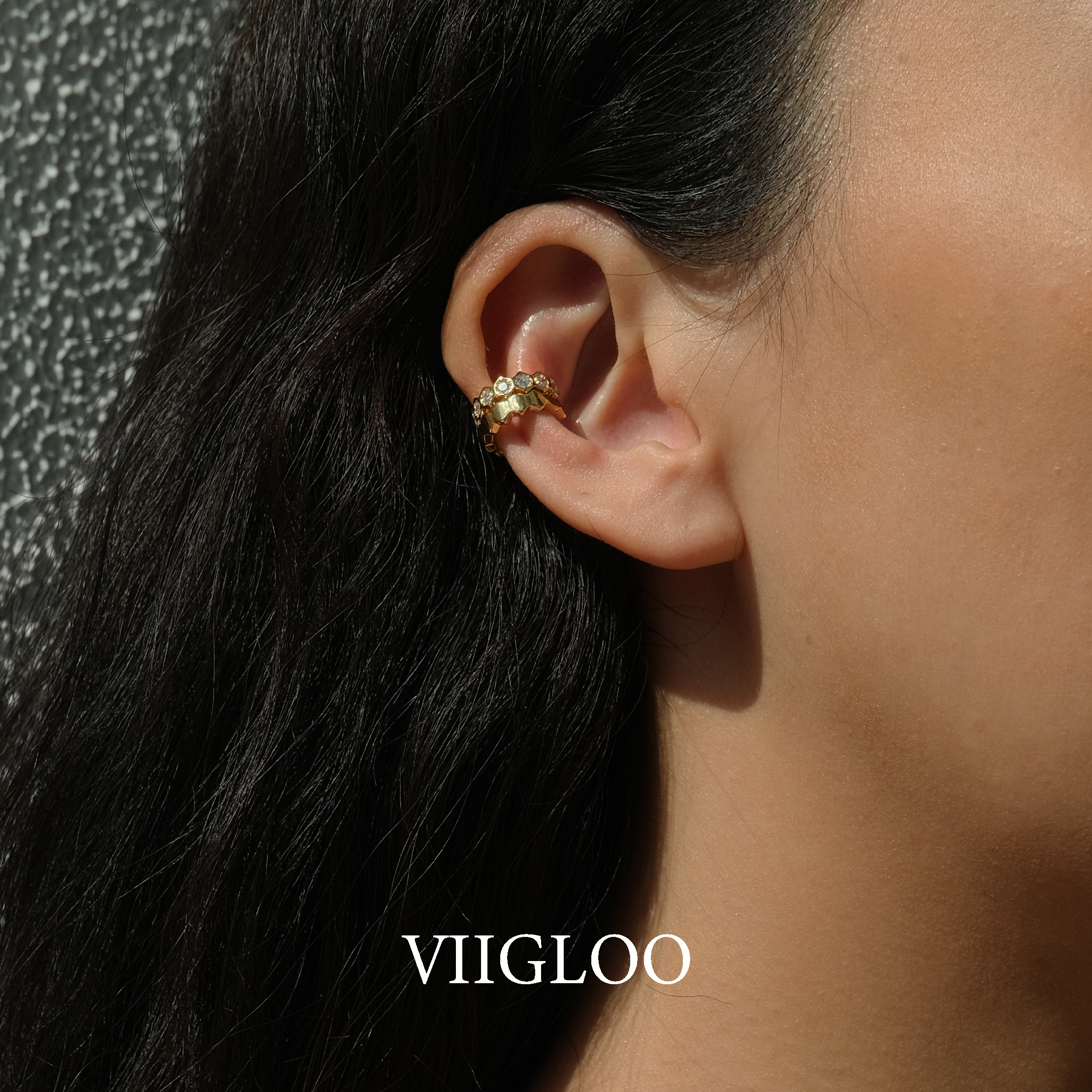 ⅦGLOO｜遐想-气质轻奢叠戴设计耳骨夹金色银色耳环