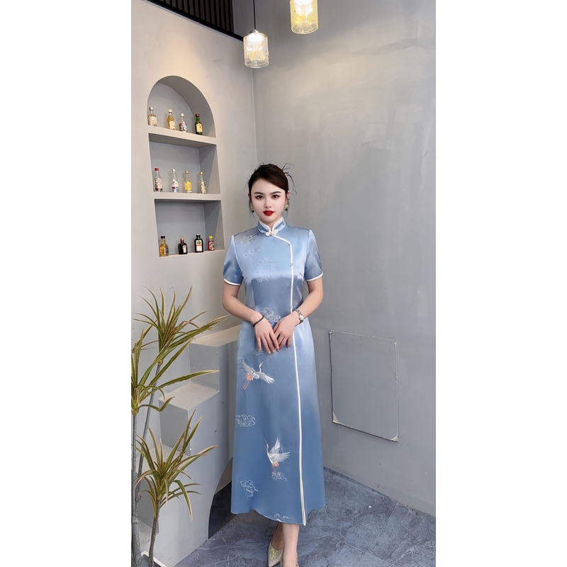 鑫-805-旗袍新款高级感新中式长款改良版日常高贵旗开得胜