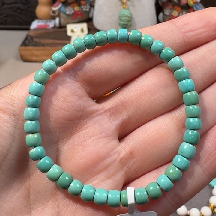 绿松石未镶嵌手串直切