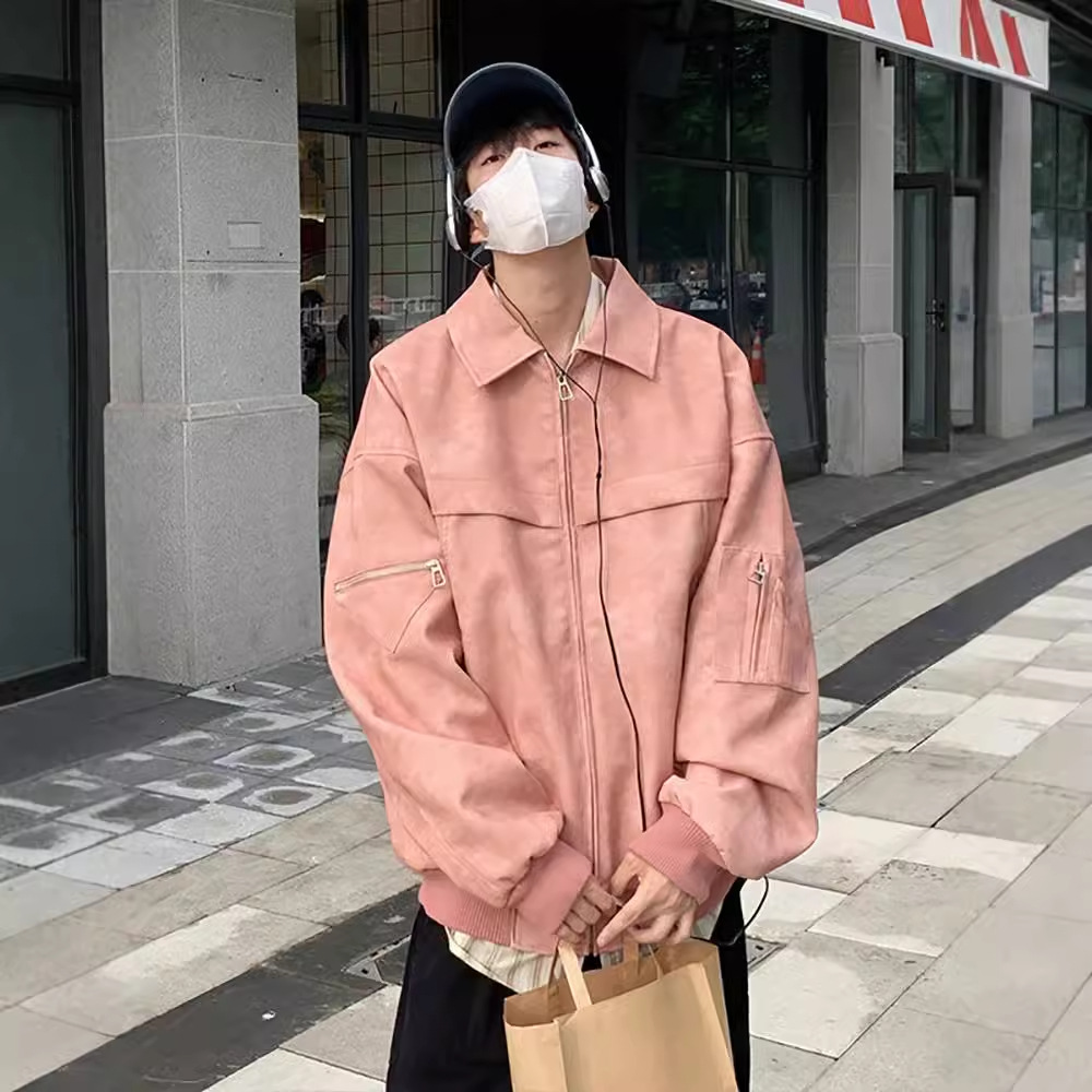 皮衣外套男2024春秋季新款美式高街痞帅设计感小众宽松pu皮夹克衫