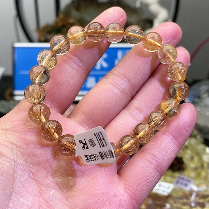 水晶手链未镶嵌金发晶9+