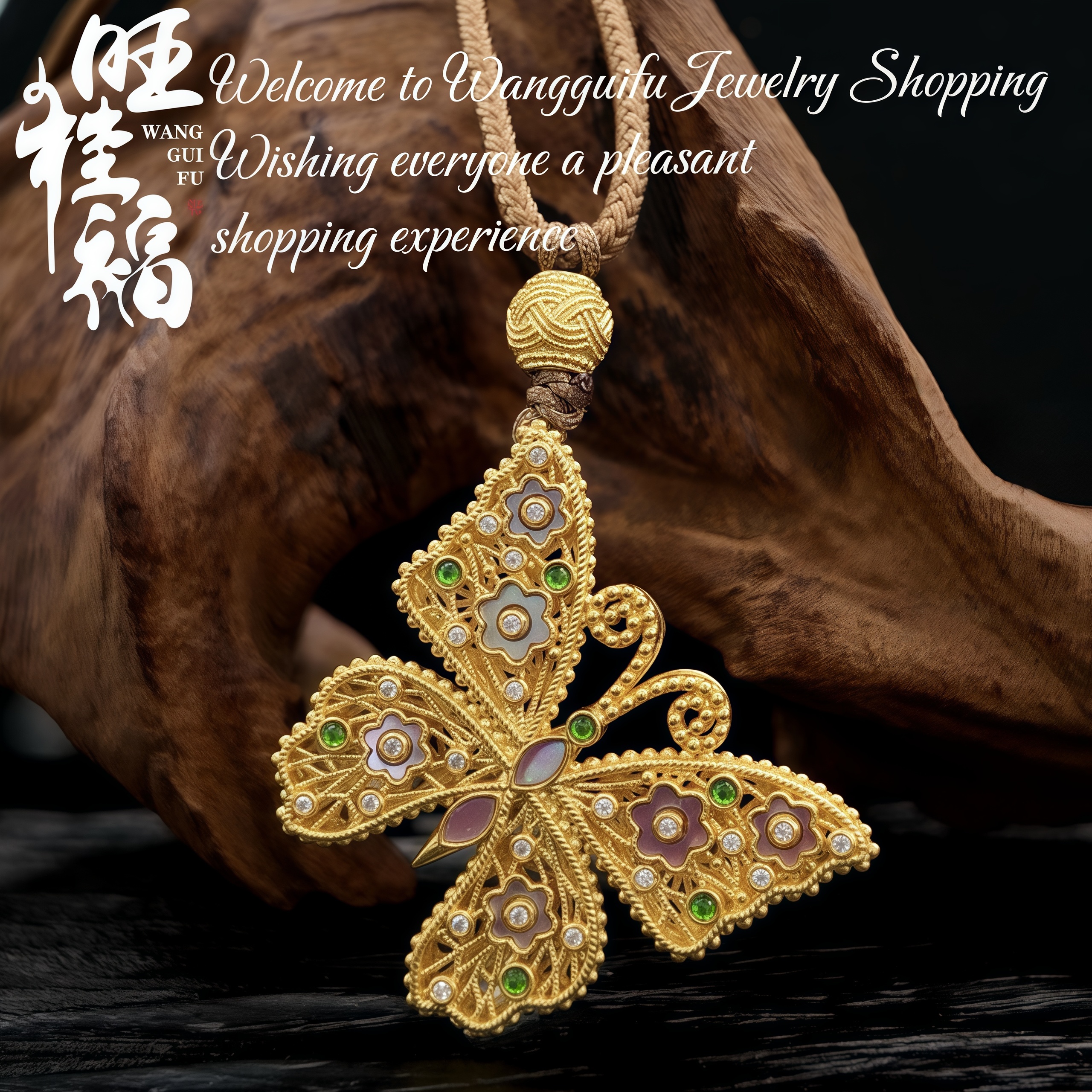 【破茧成蝶】旺桂福传承珠宝足金999国潮黄金仙气蝴蝶吊坠