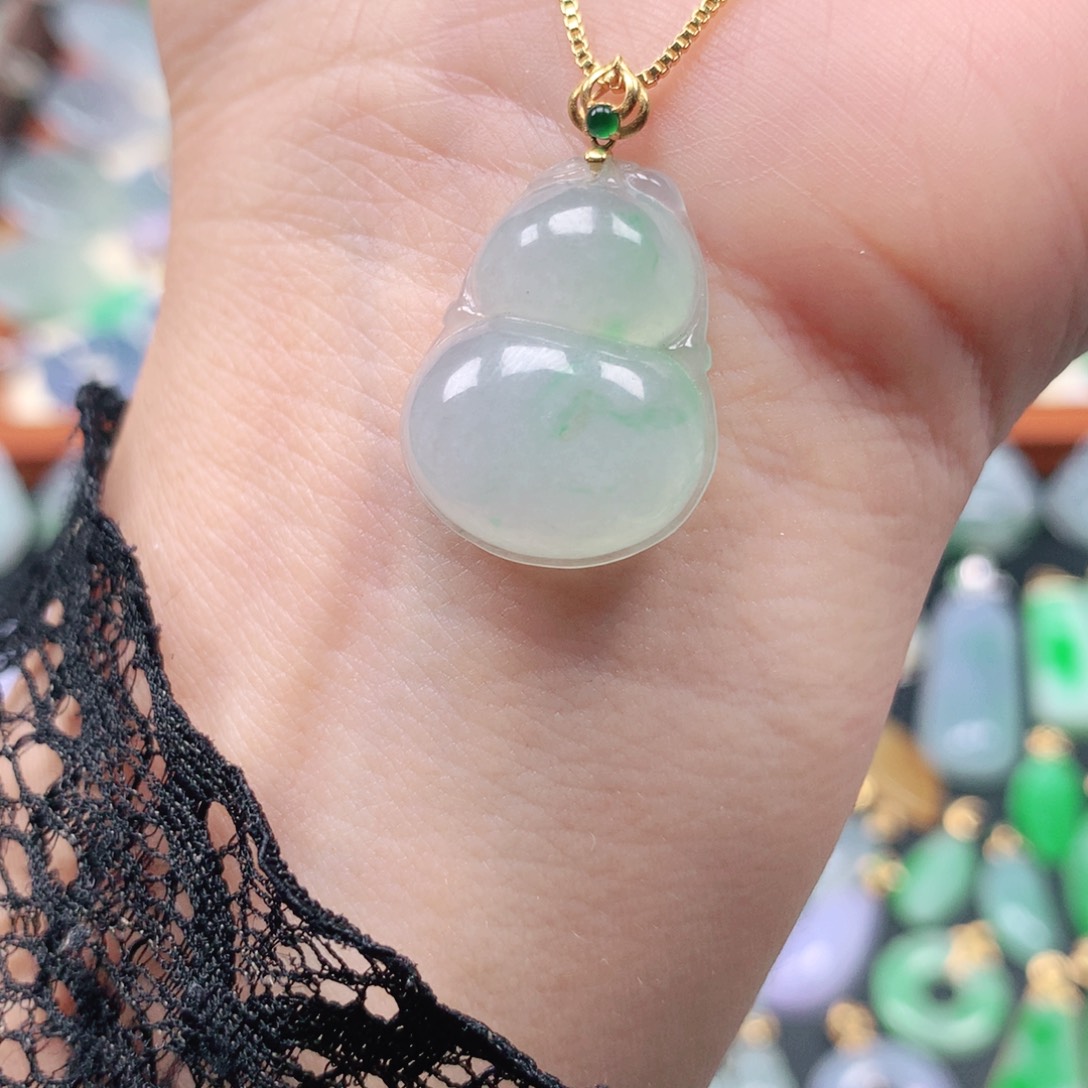 翡翠18K金镶嵌吊坠(不含链)