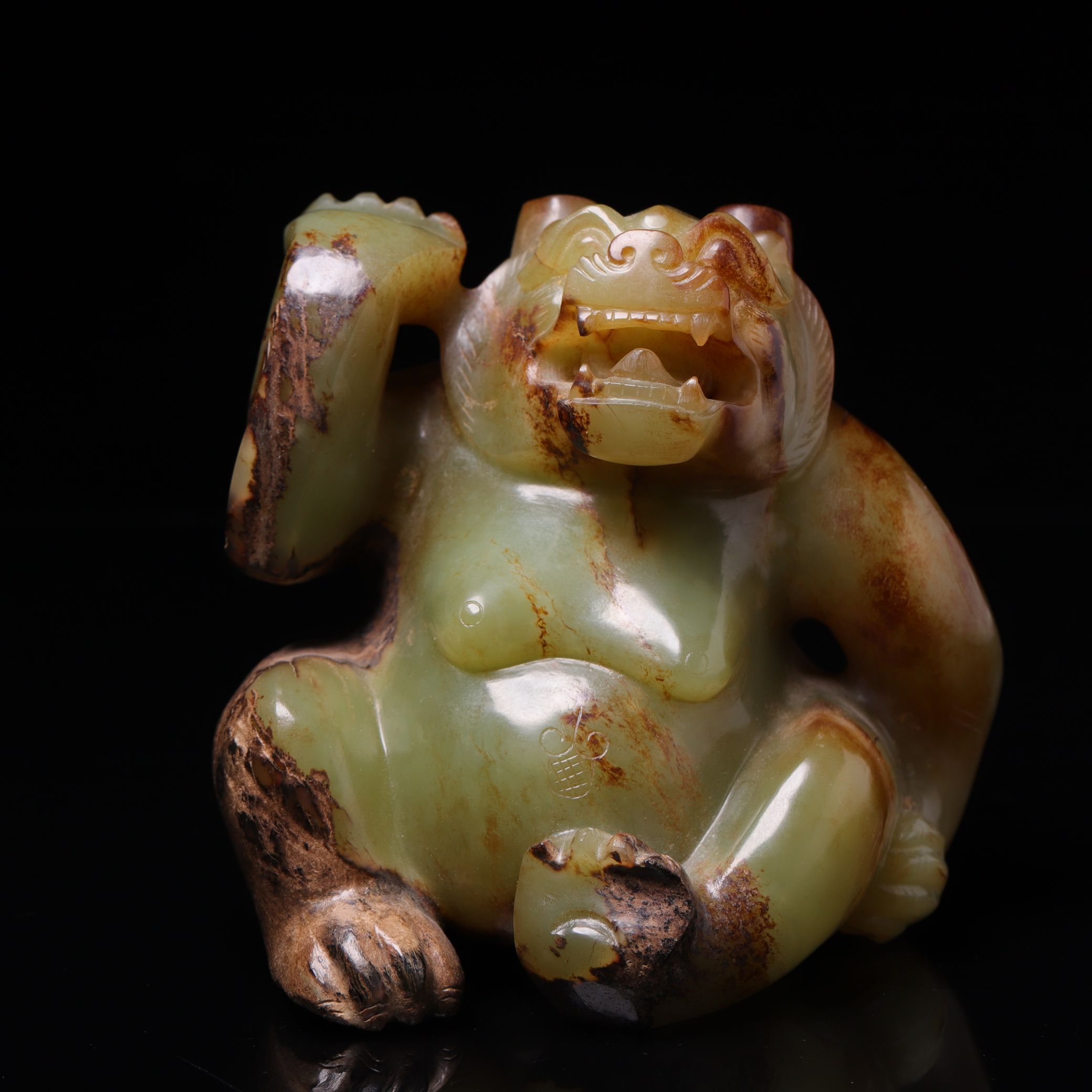 明代和田玉玉熊摆件-NX