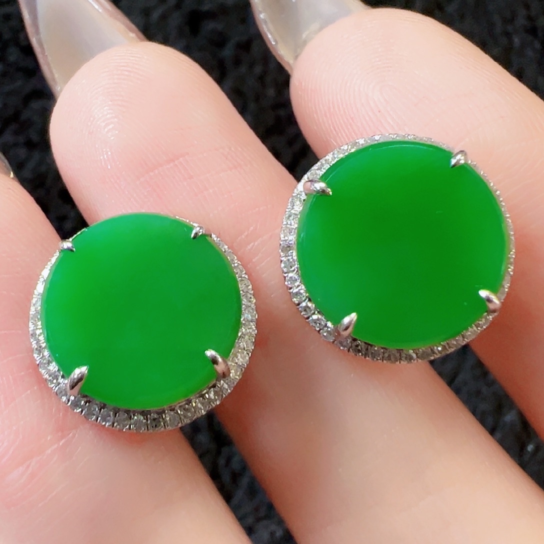 翡翠耳饰18K金镶嵌【福利价】签收后24小时鉴赏期