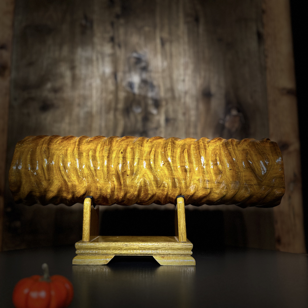 金丝楠木肌理感横财摆件纳福添财