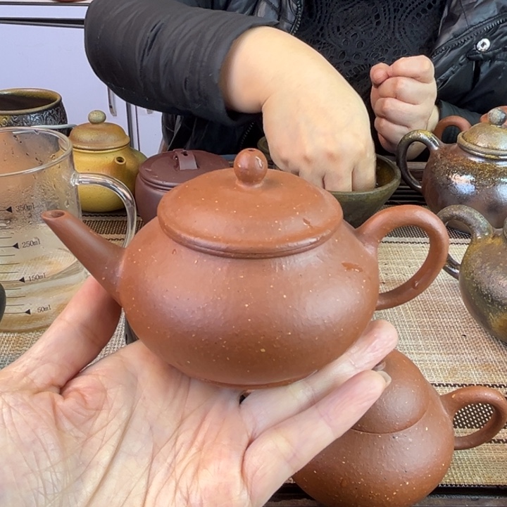 用***3茶壶紫砂黄龙山朱泥140cc