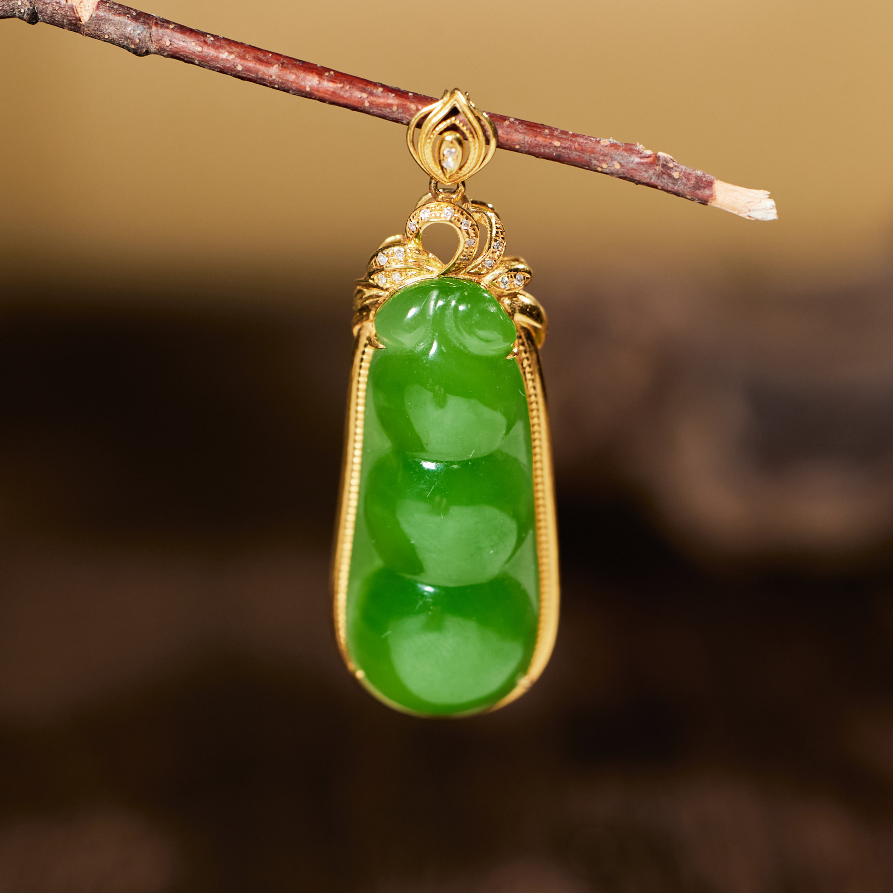 【龙虎山】豆子*和田玉吊坠*18K镶嵌W5251