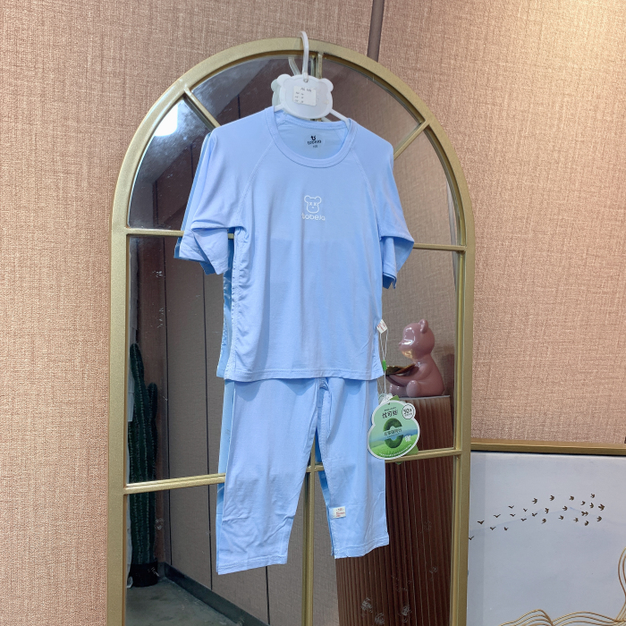 AG454    宝宝蓝色七分袖空调服套装   夏季