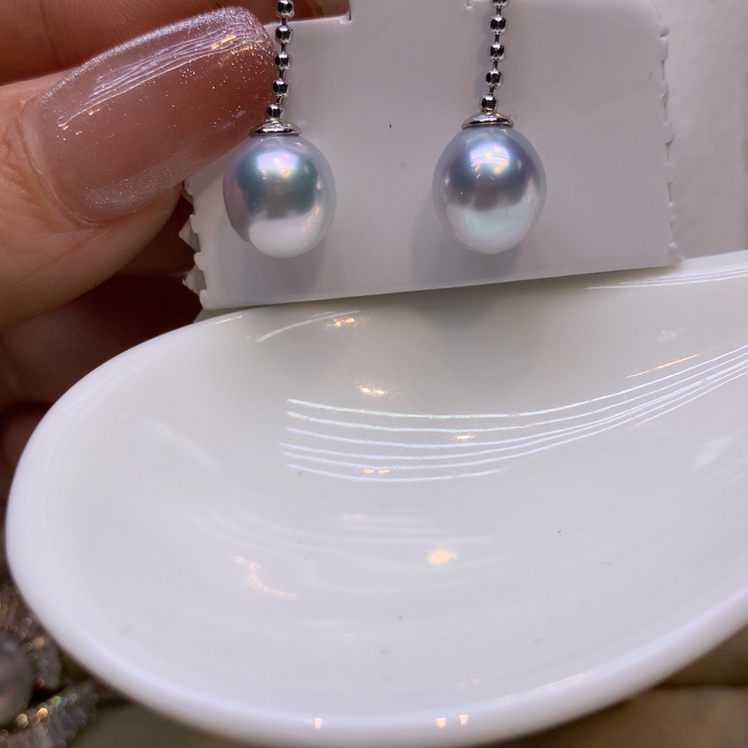 银S925镶嵌耳饰海水珍珠