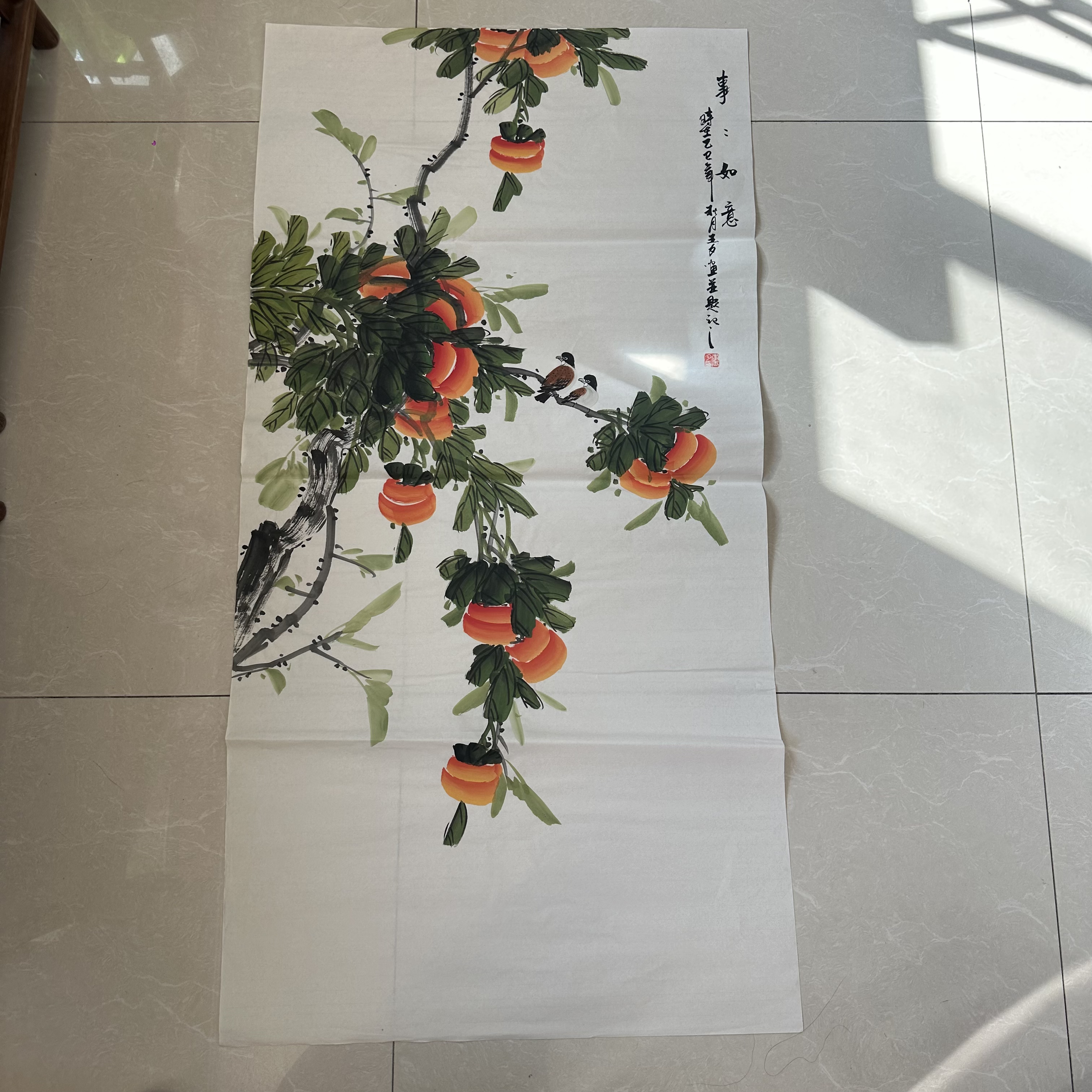 事事如意四尺整张纯手绘玄关客厅挂画