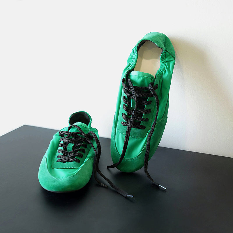 INYASAKO 重磅真皮B*V系带复古德训拼接设计休闲轻运动鞋