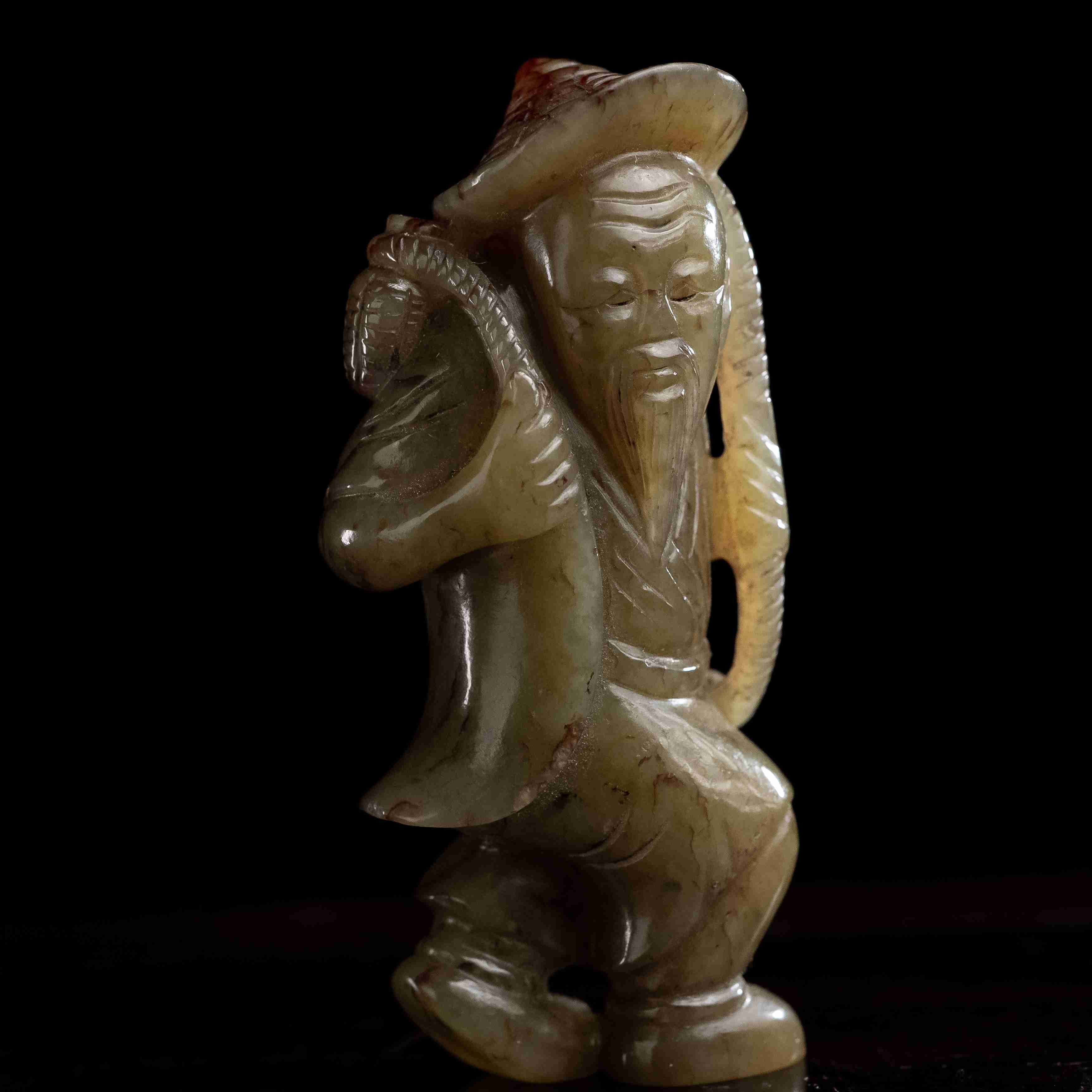 清和田玉渔翁花件-NX