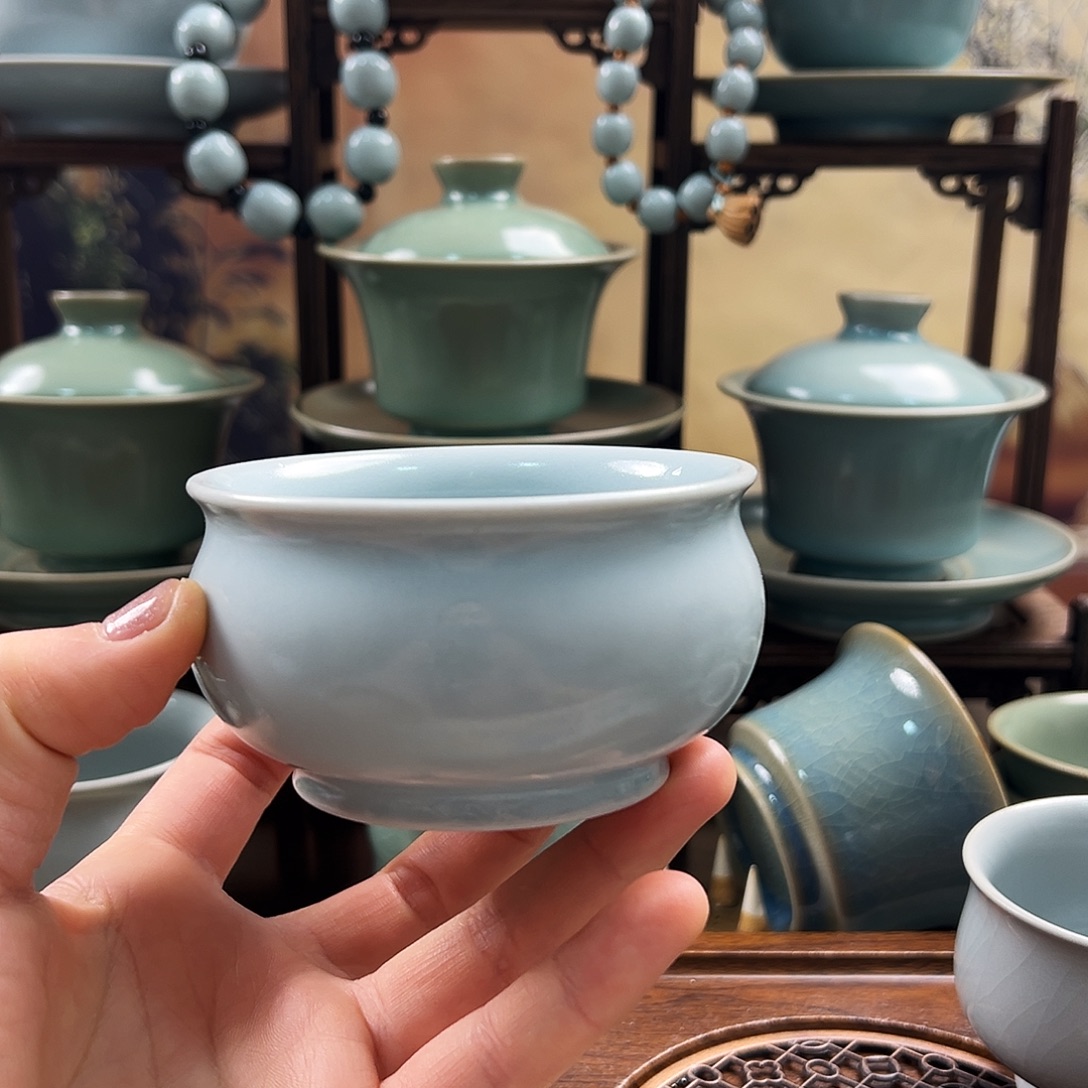 仿古月白釉水缸杯福利价