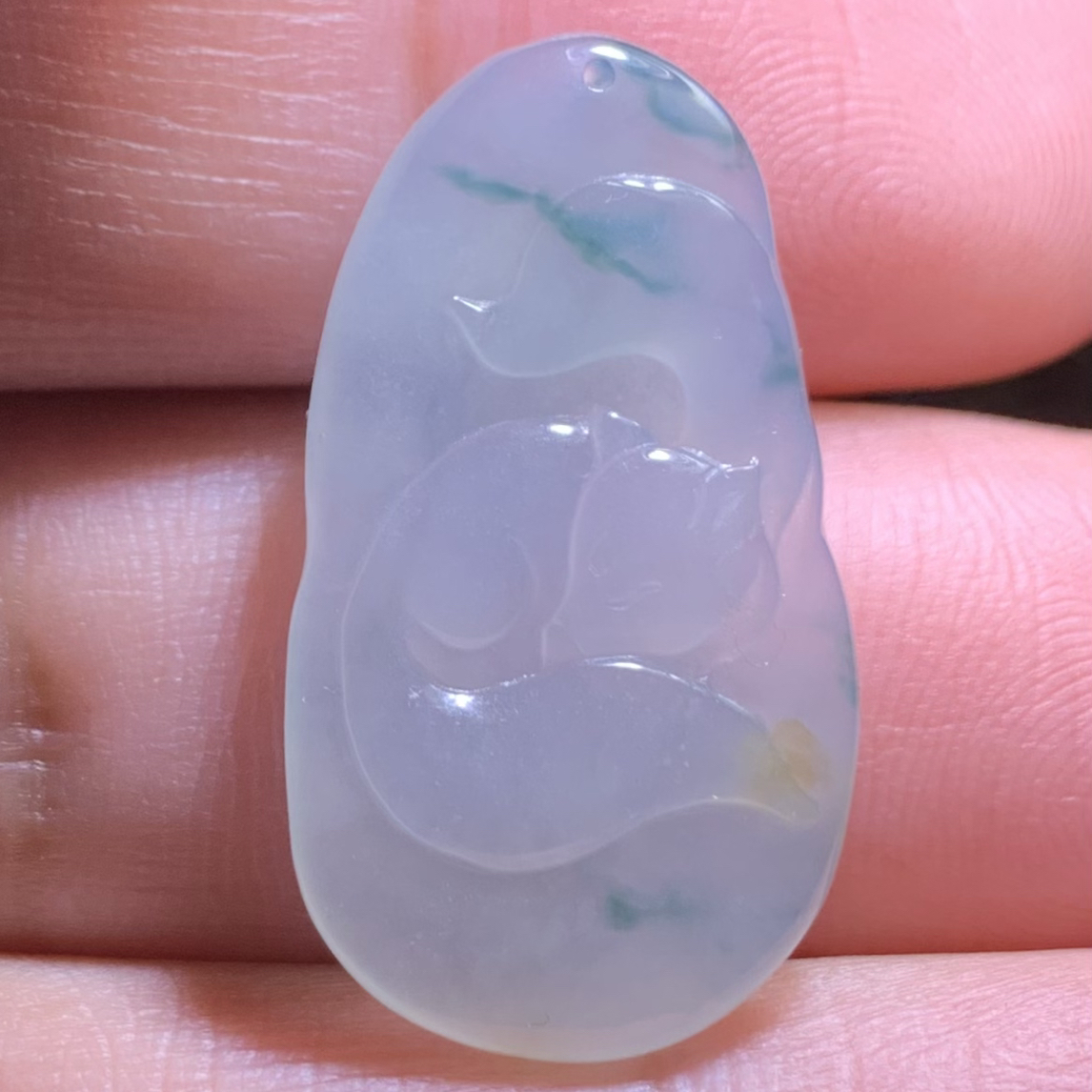 【三彩•九尾狐】缅甸天然A货翡翠冰种三彩特色飘花九尾狐白狐百搭款