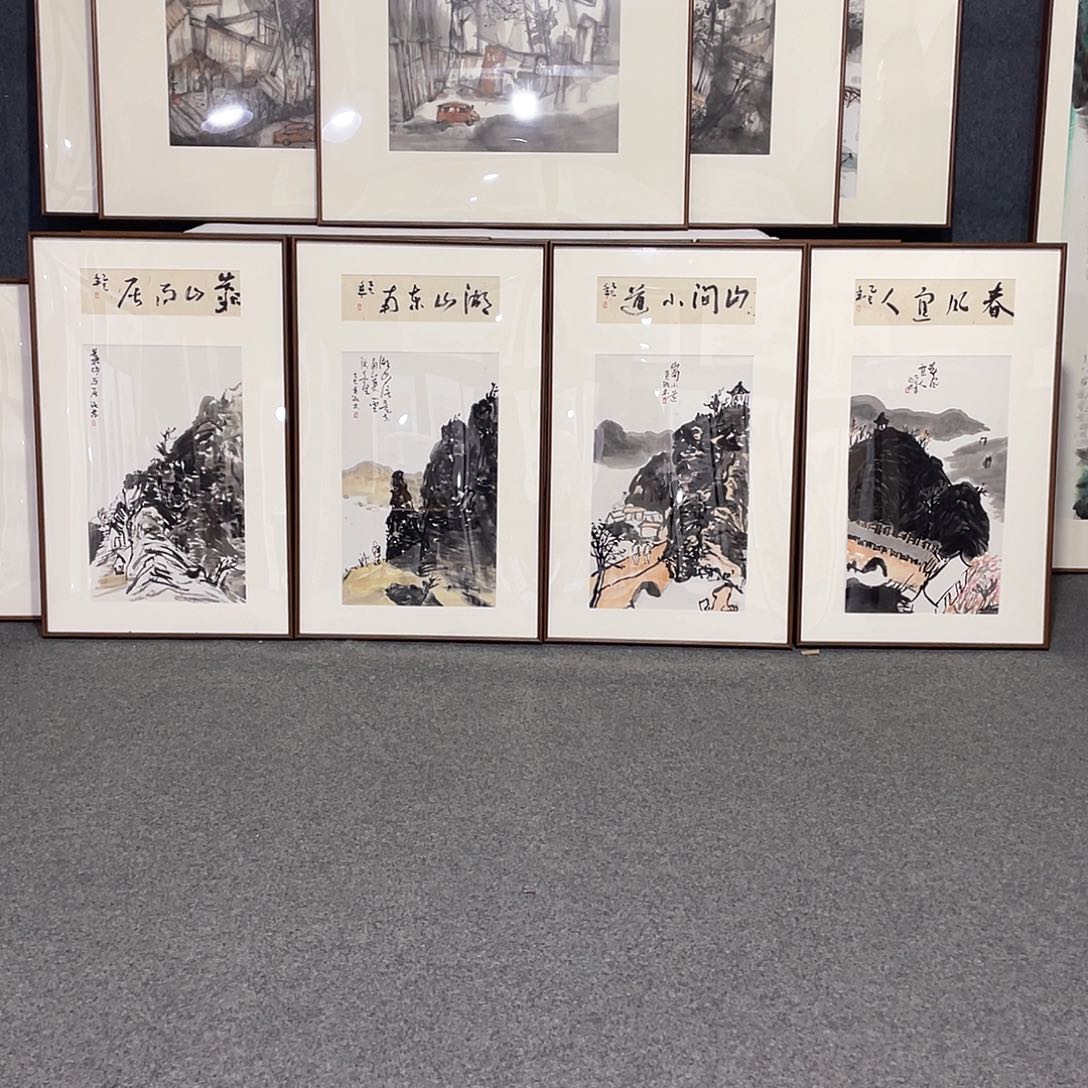 国画手绘画作品带框