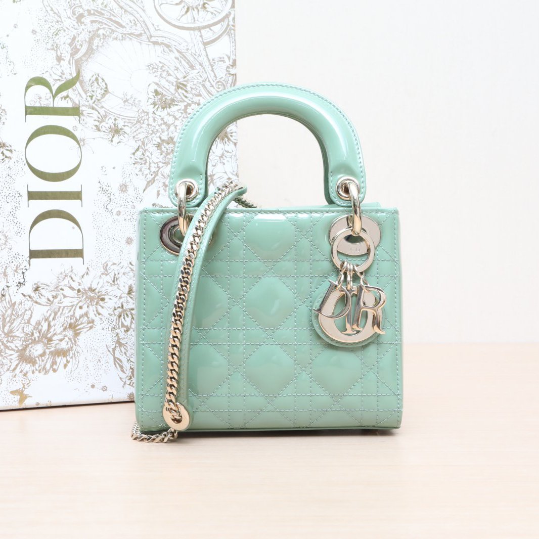 99新 DIOR/迪奥 小花佳珊P205117707 戴妃包 三格 漆皮 2020