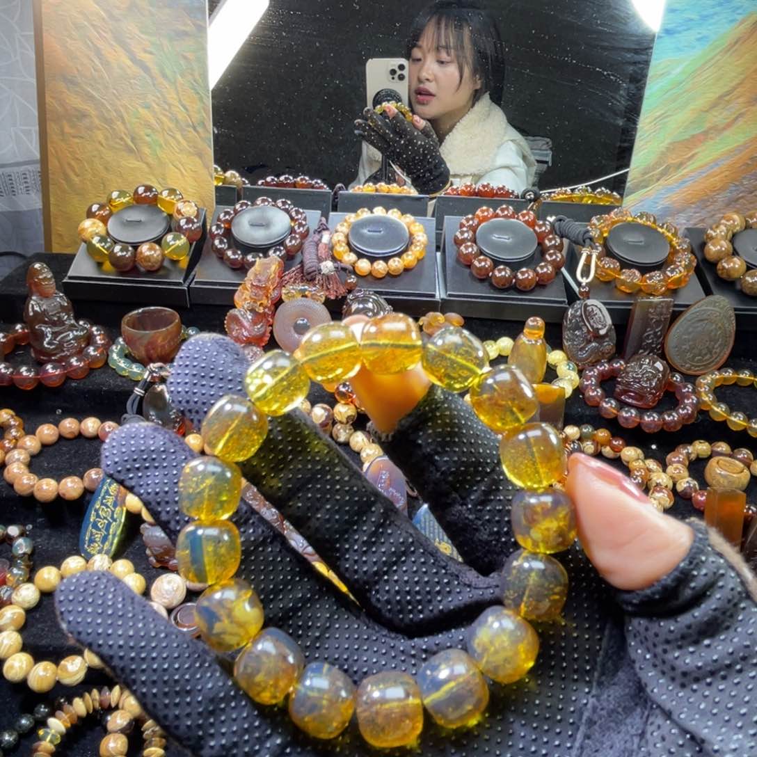 琥珀手链未镶嵌雨花手串