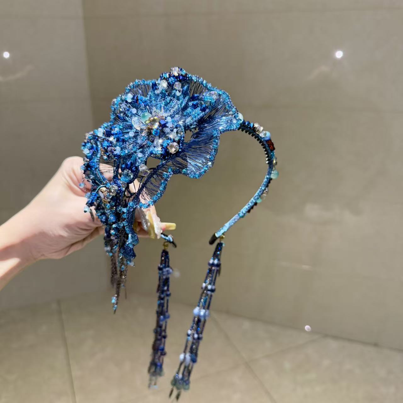 【莫奈海之星】蝶影湛蓝系列高定发箍高奢优雅款