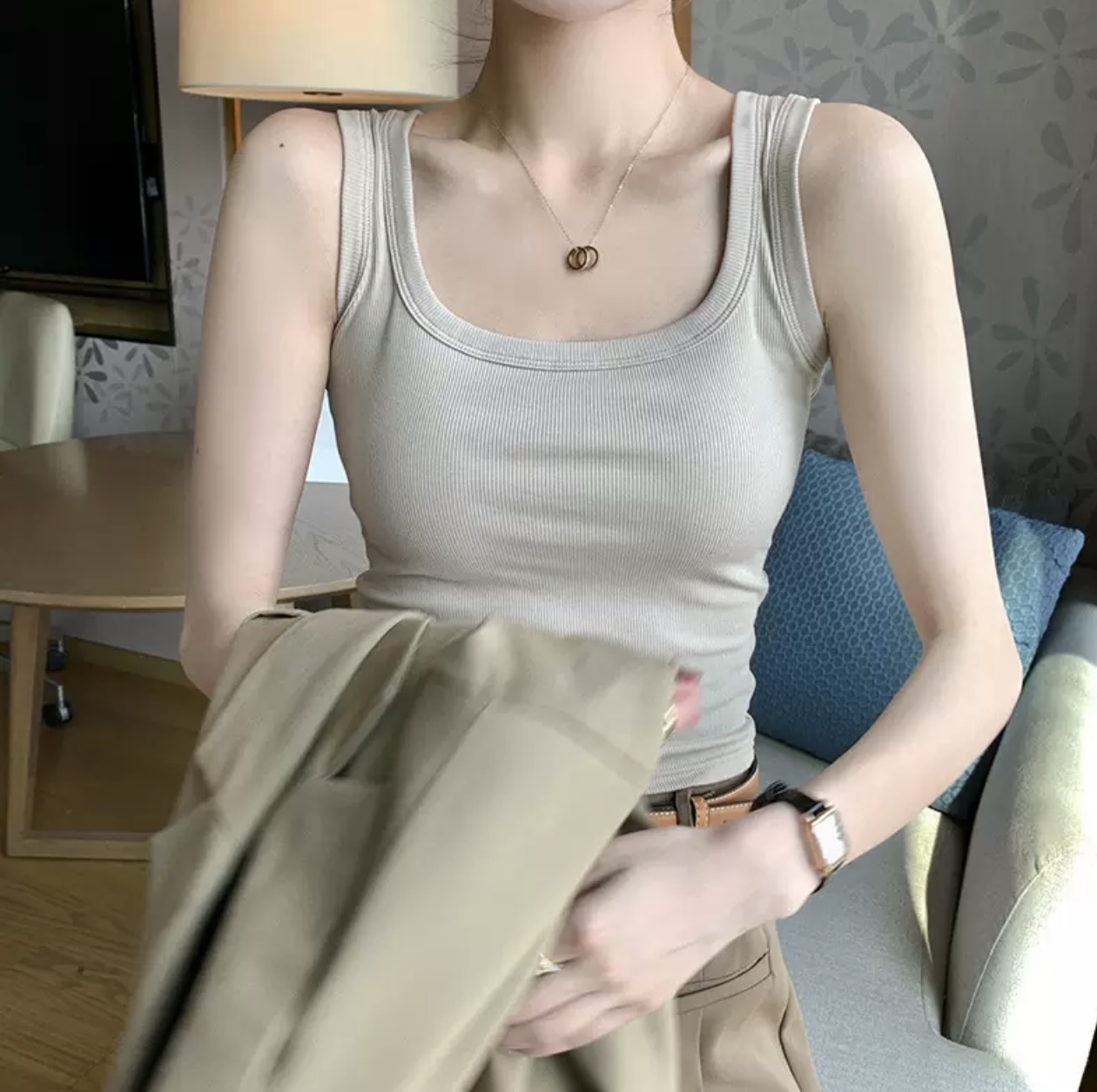 加绒加厚2025新款纯色宽松短款吊带-ww7126