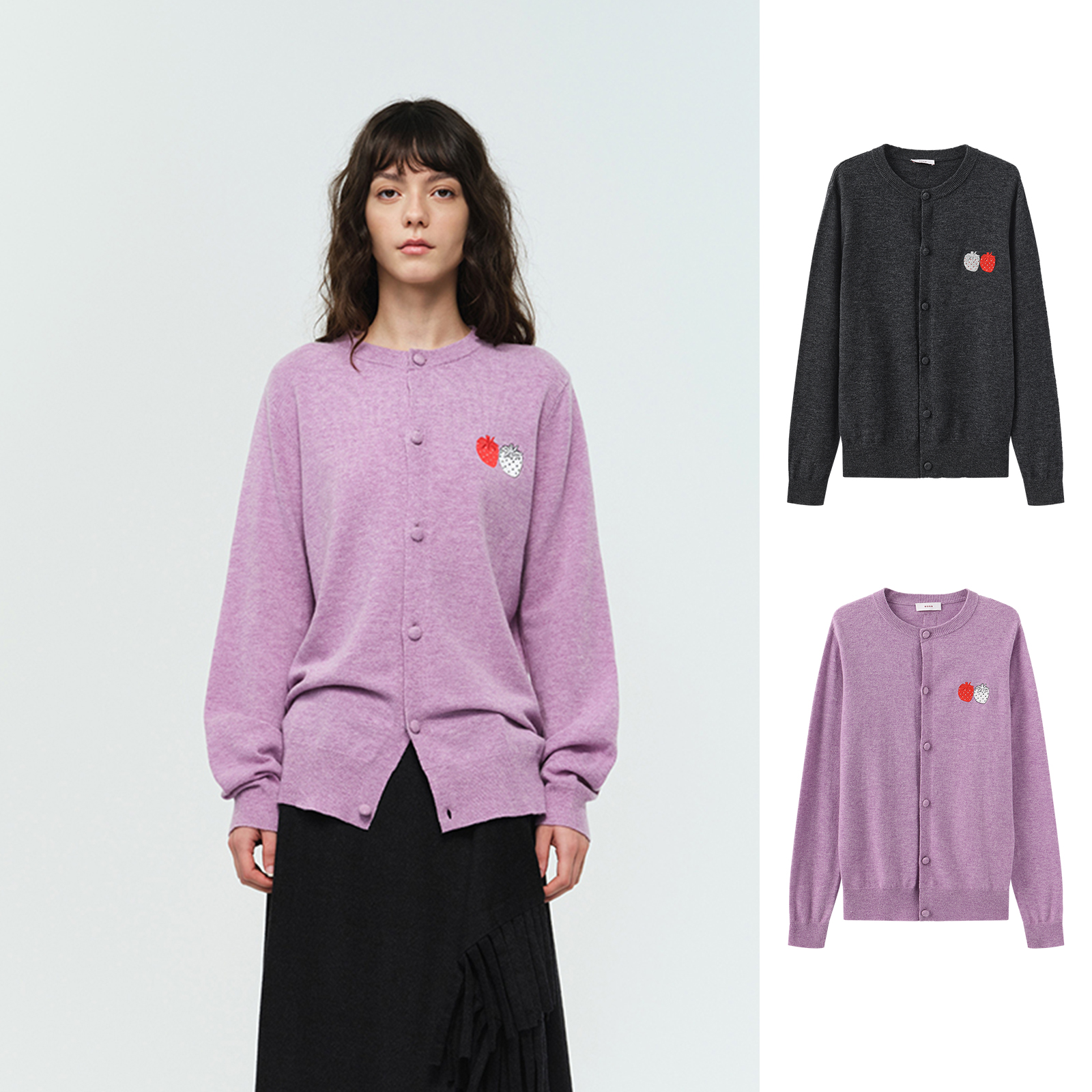 8ON8设计师品牌 草莓刺绣圆领开衫休闲时尚 DSC买手店 DY5DXO017