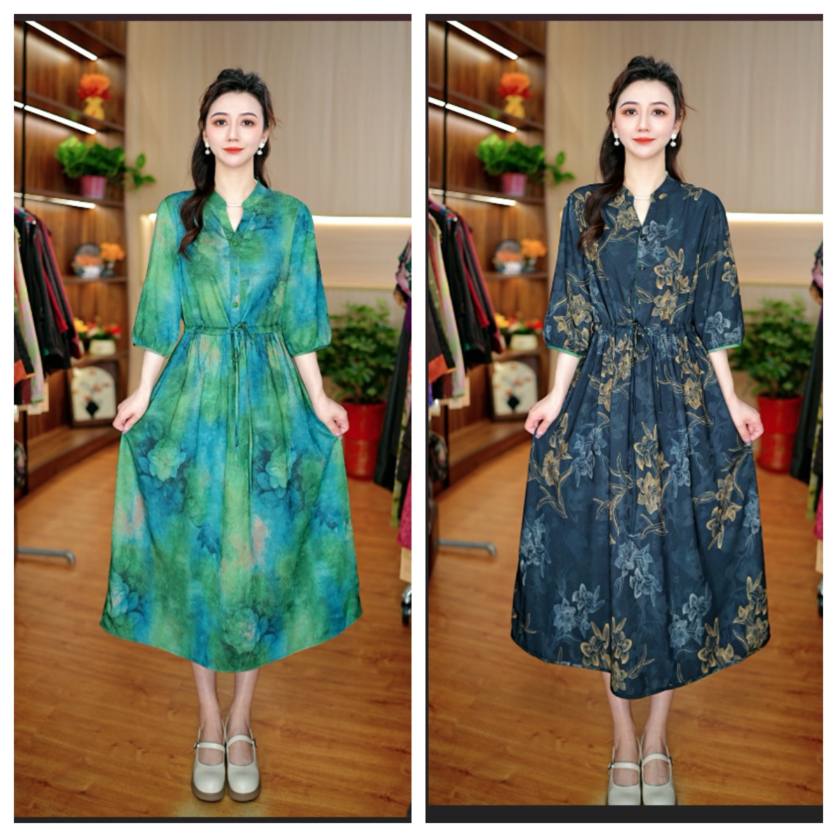 7551-18新款女士双面穿连衣裙