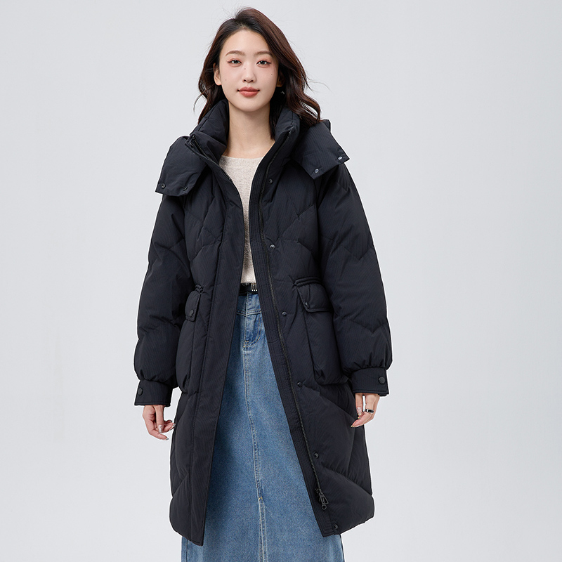 新款韩版温柔女式插肩袖宽松气质中长款羽绒服D1S19600