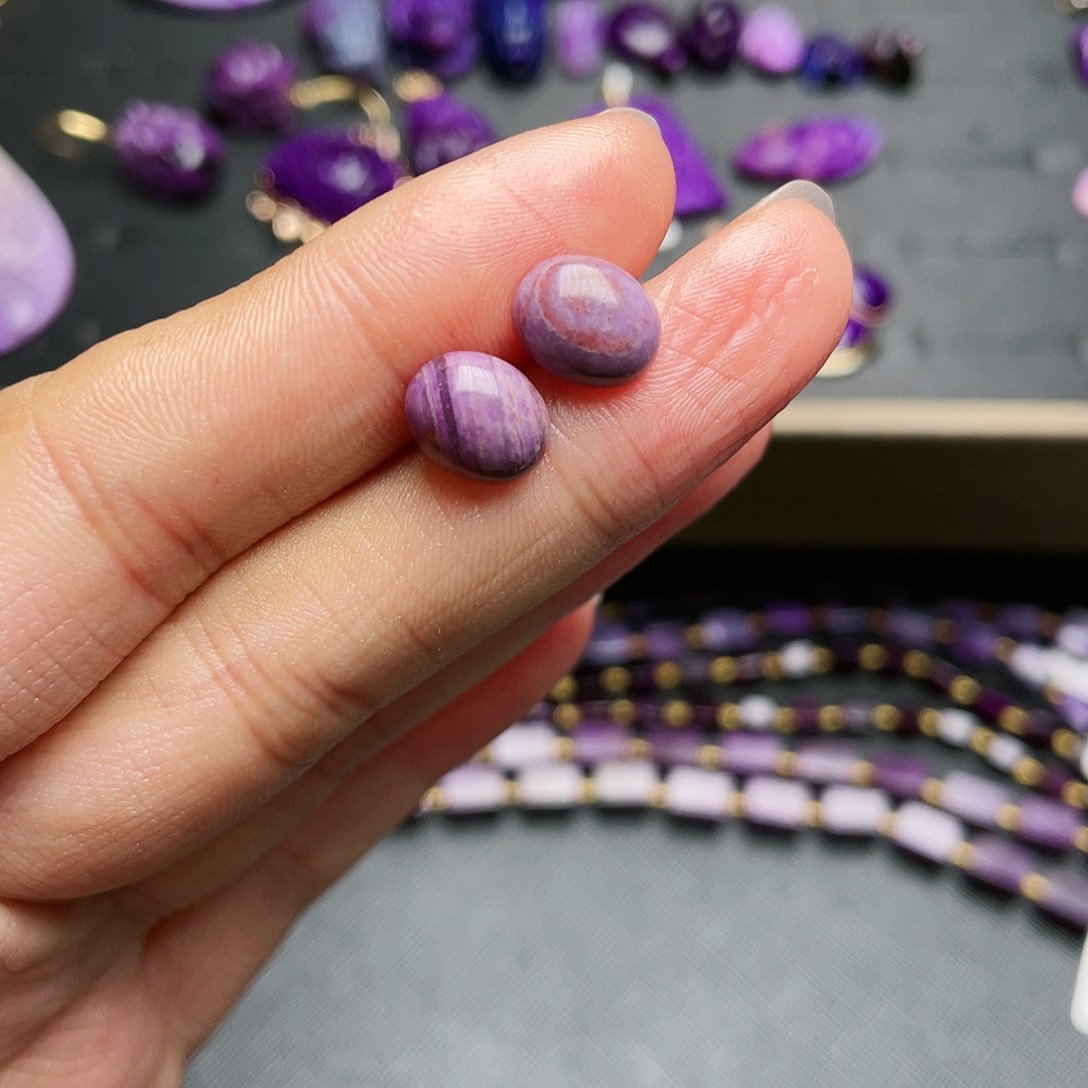 苏纪石（舒俱来）耳钉银S925镶嵌