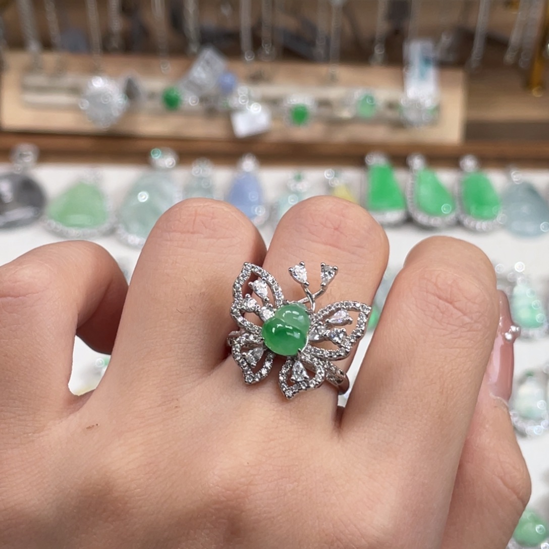 翡翠银S925镶嵌戒指