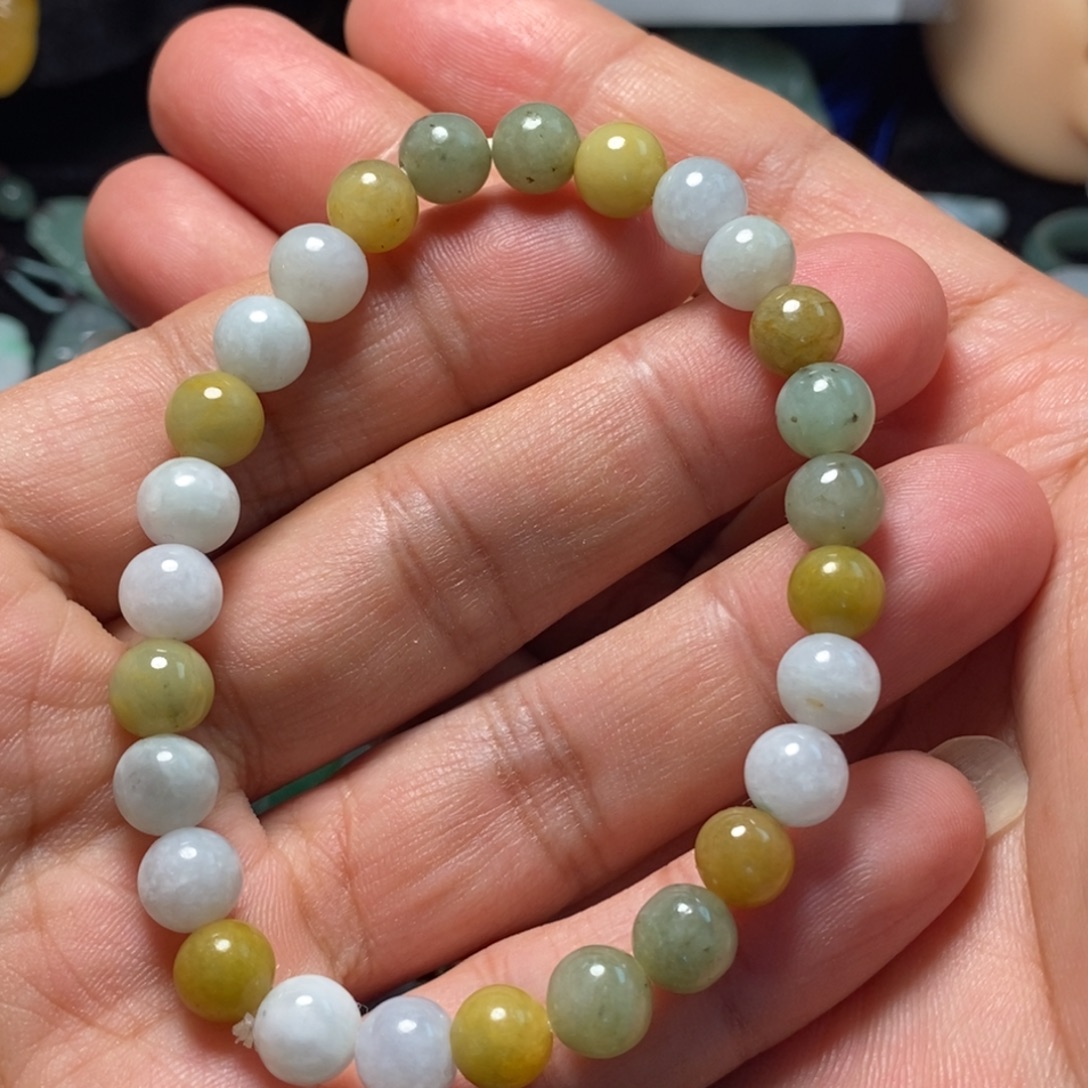 翡翠未镶嵌颈饰天然缅甸翡翠A货手串微瑕