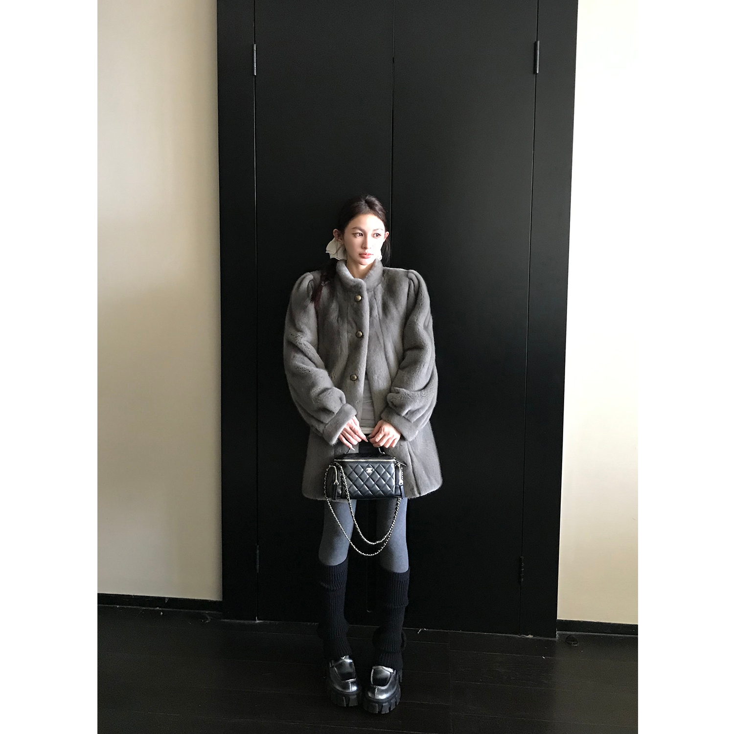 COCO皮草“镇店貂王”进口天鹅绒皇冠紫标级水貂中古整貂皮草外套