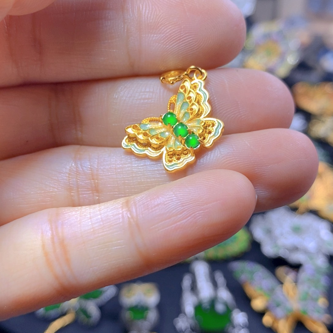 翡翠耳钉银S925镶嵌天然翡翠