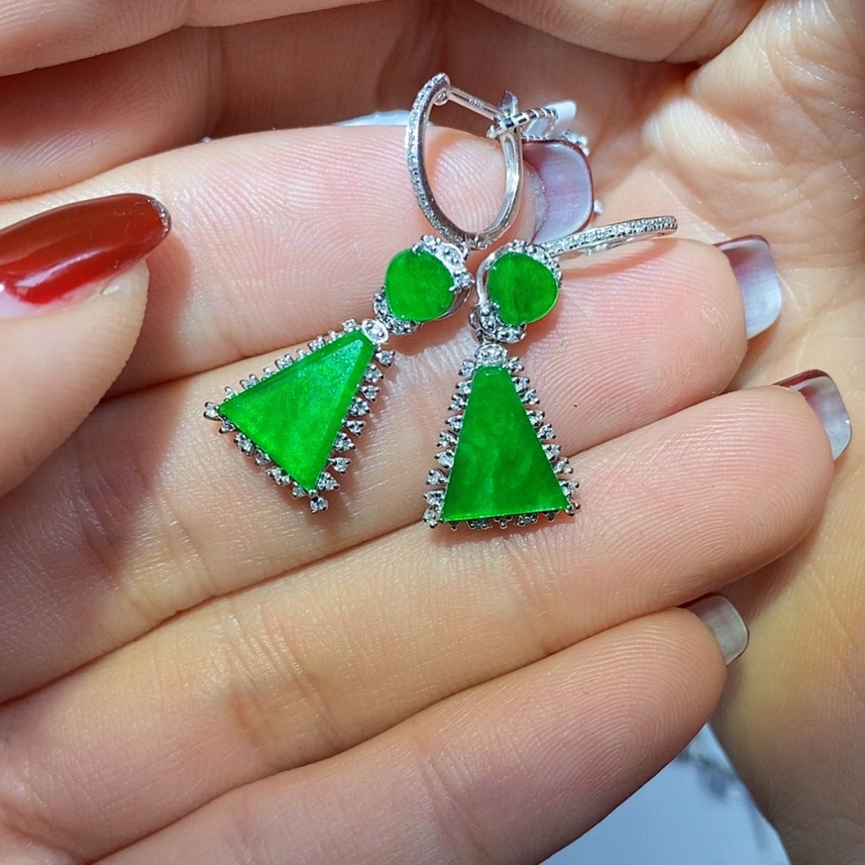 【闪购商品】翡翠颈饰18K金镶嵌只****6耳环