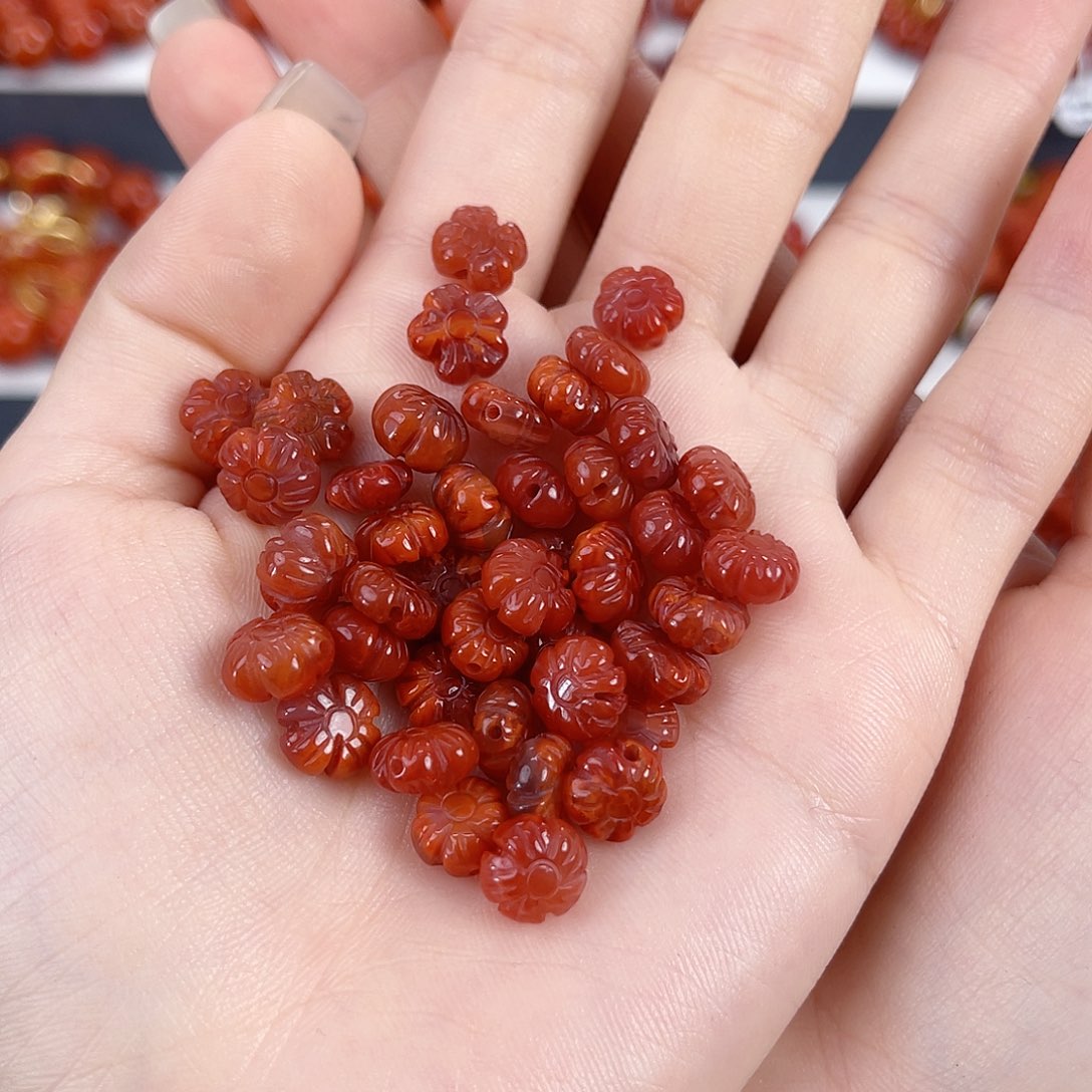 南红玛瑙未镶嵌瓦西花花一对（得多样性发其一）