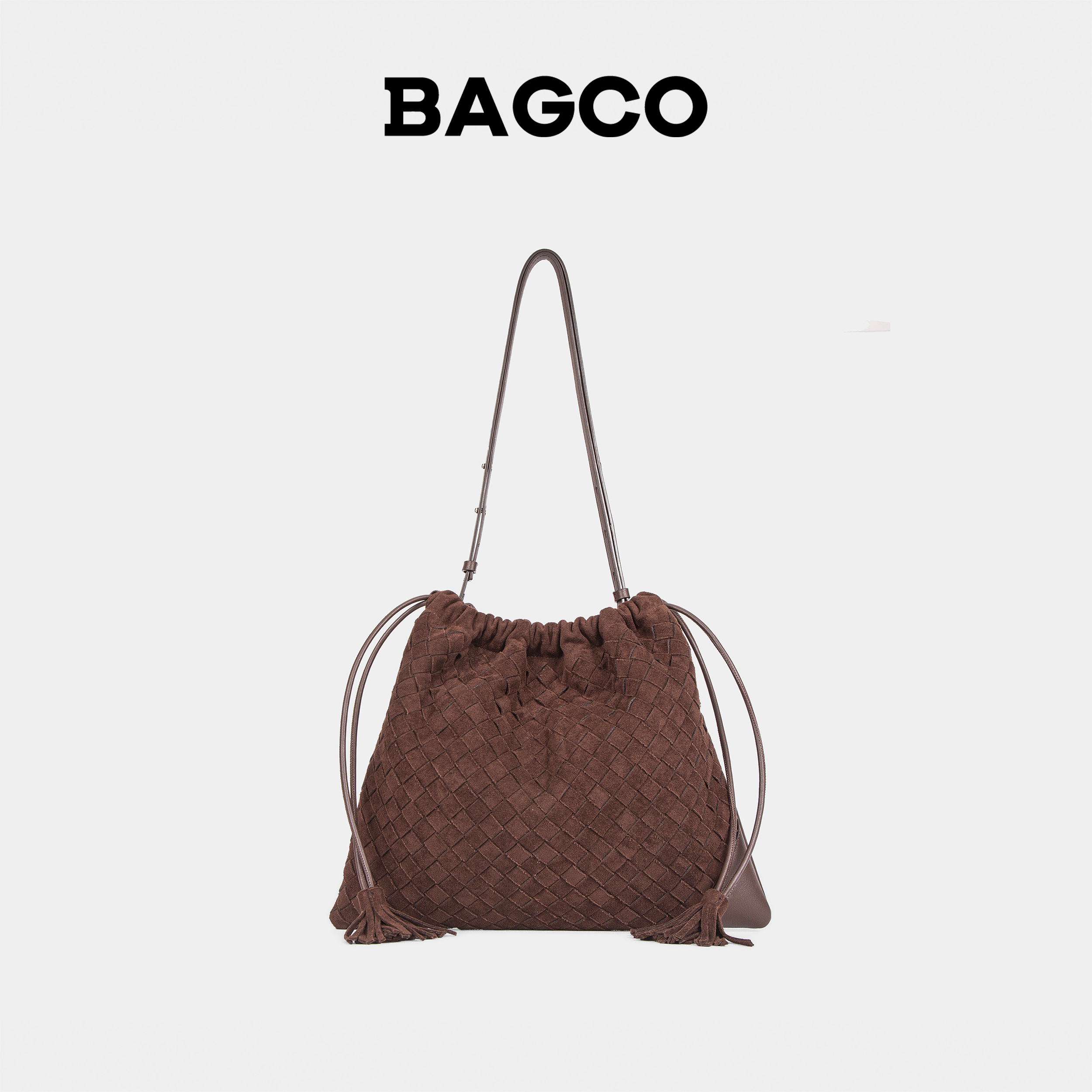 BAGCO高丝光磨砂牛皮手工编织可调节单肩包集合链接
