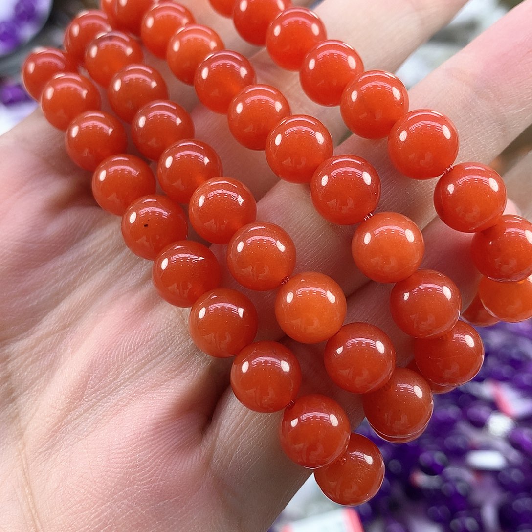 水晶手串未镶嵌红玛瑙